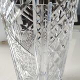 Vintage vase with flared neck in cut crystal - Decorated with geometric patterns / diamond braces