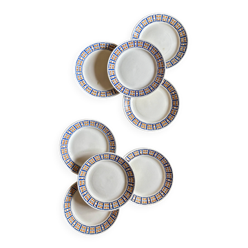 Lot de 8 assiettes plates anciennes - Robinson de Badonvillier