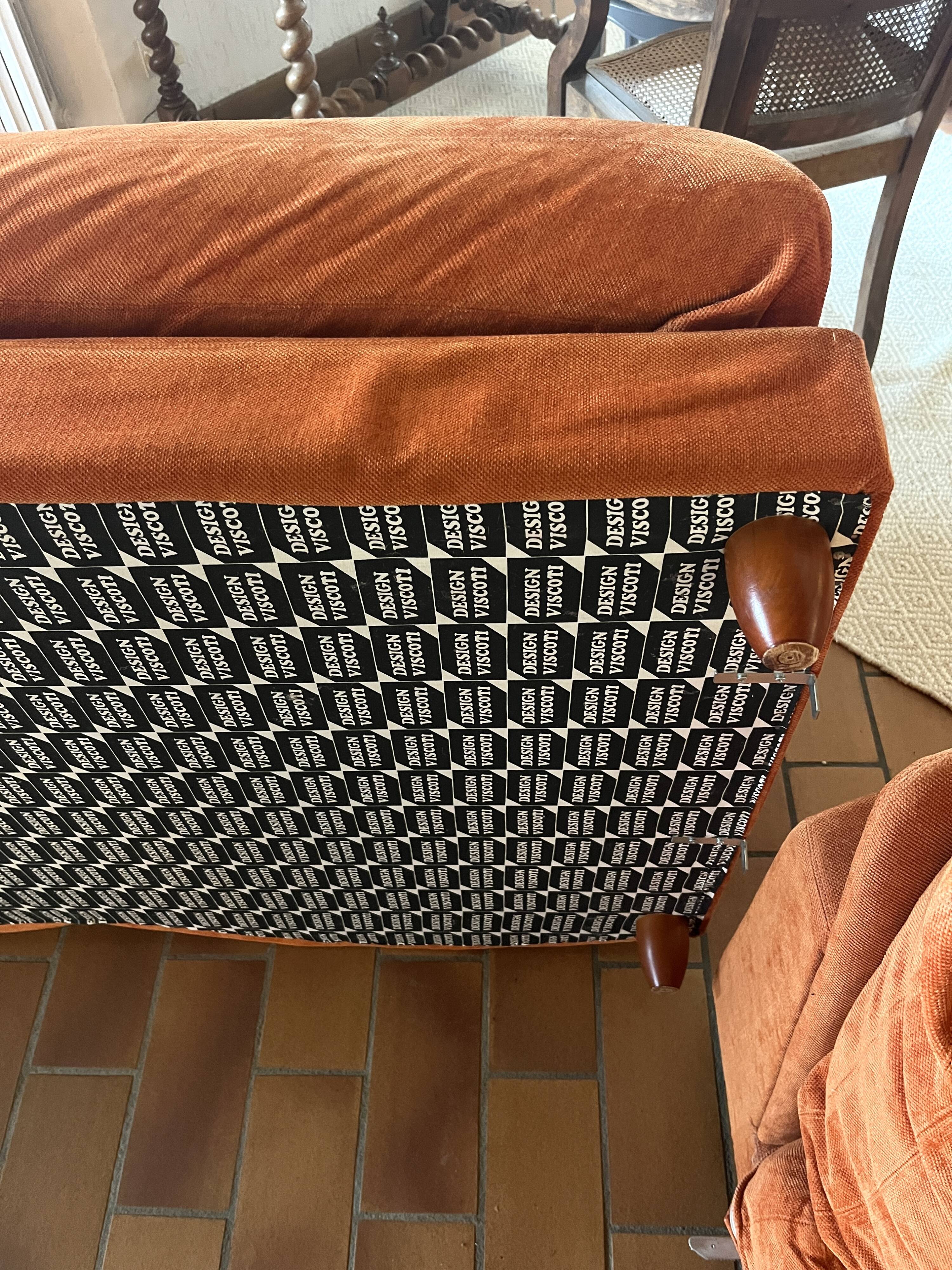 Vintage canapé and Viscoti fabric chaise longue