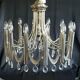 Magnificent rare large chandelier design chromed metal, stainless steel, tassels crystal pop age