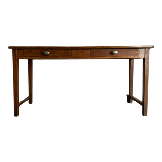 Double bureau vintage en chêne des années 50