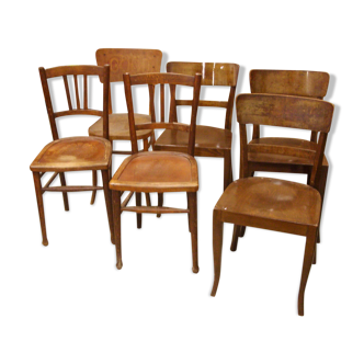 Lot of 6 vintage bistrot chairs