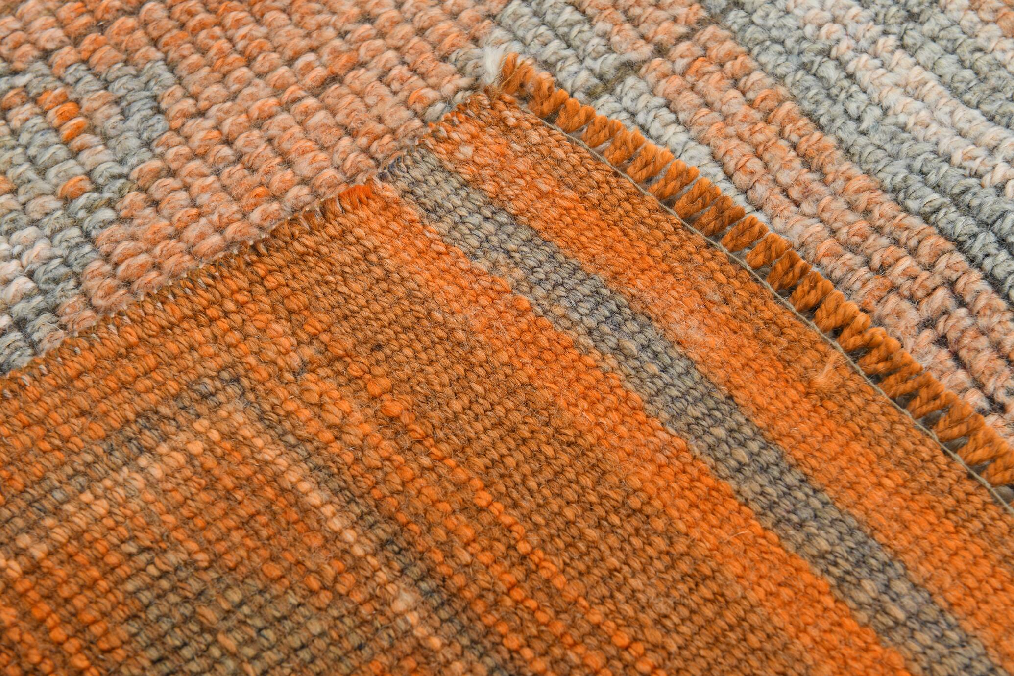 Orange & Green Turkish Runner Rug, 84x368Cm