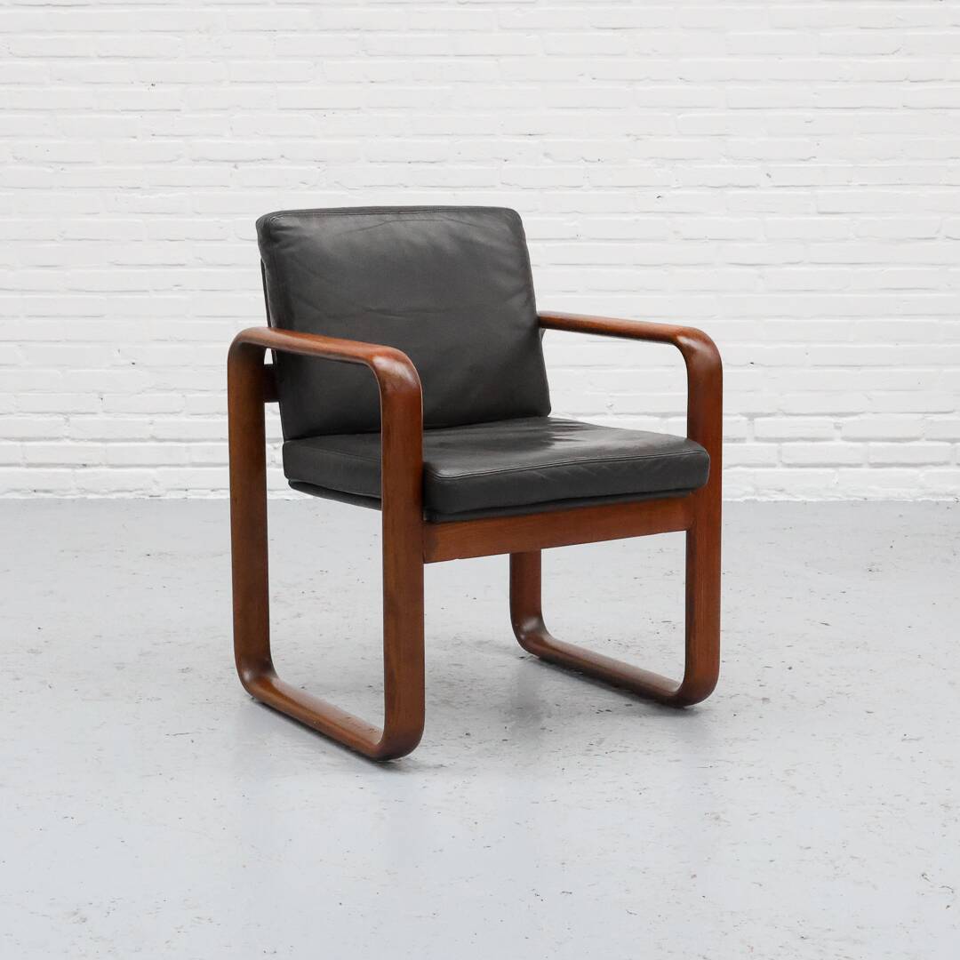 Fauteuil en frêne et cuir par Burkhard Voghterr pour Rosenthal, années 1970
