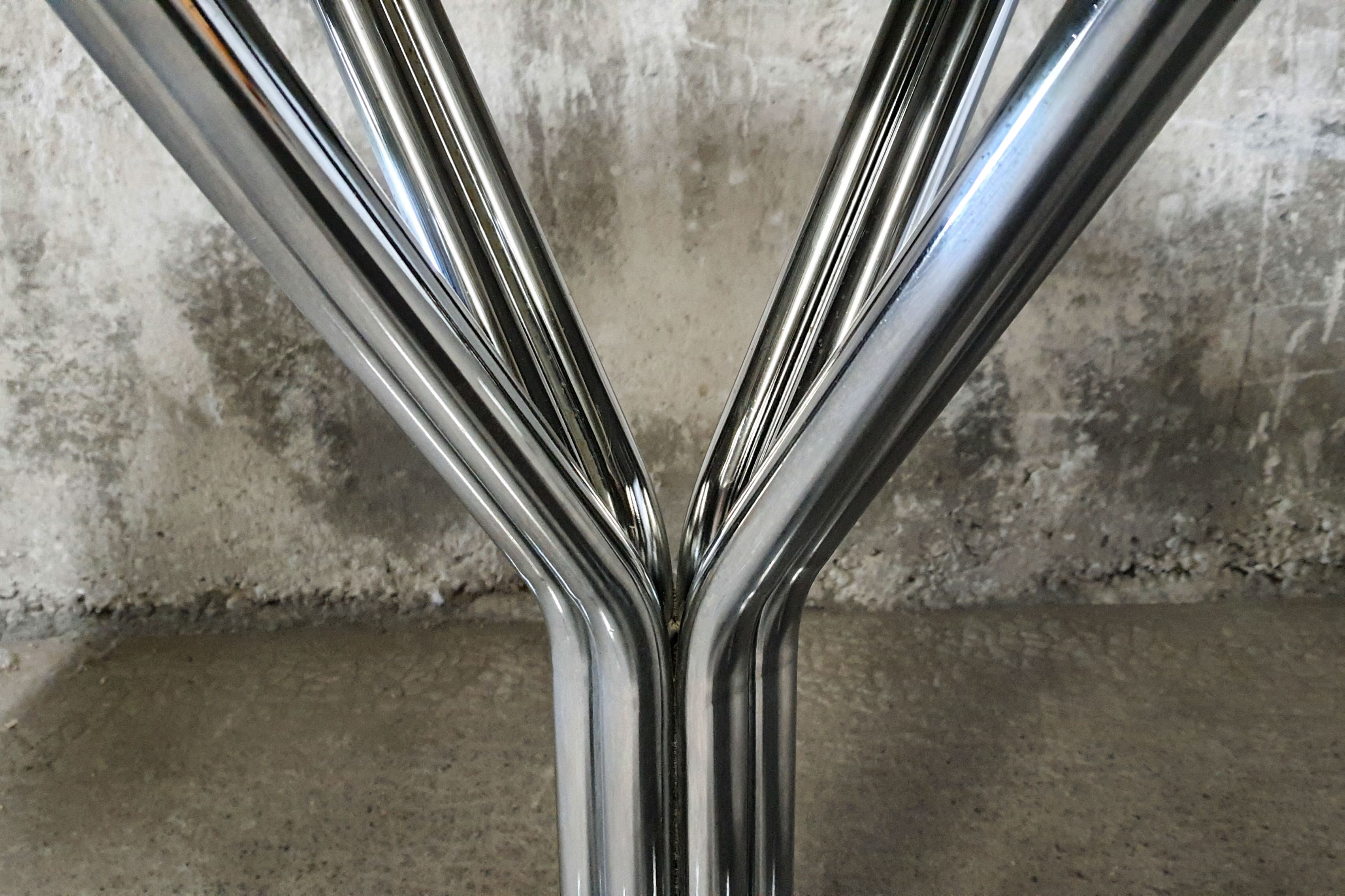 Dining table 1970 chrome and smoked glass