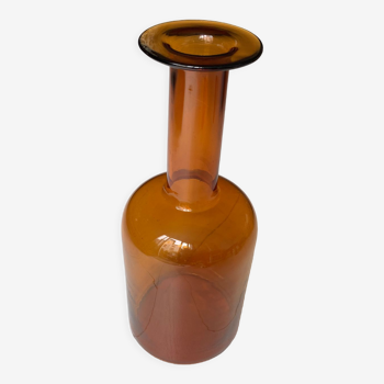 Vase vintage par Otto Brauer couleur ambre pour Holmegaard, Danemark 1960