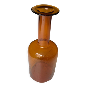 Vintage vase by Otto Brauer, amber color, for Holmegaard, Denmark 1960