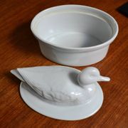 Terrine canard en porcelaine blanche à feu