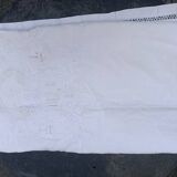 Large pillowcase, white cotton cushion cover, art deco flower embroidery