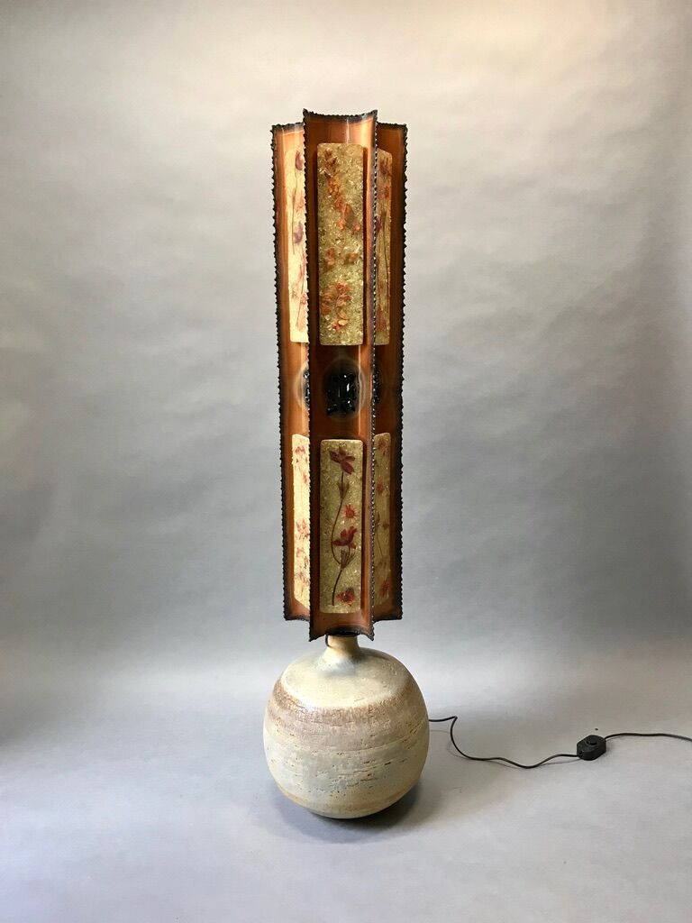 Lampadaire ceramique resine cuivre