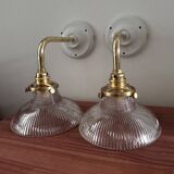 Pair of holophane tulip wall lights