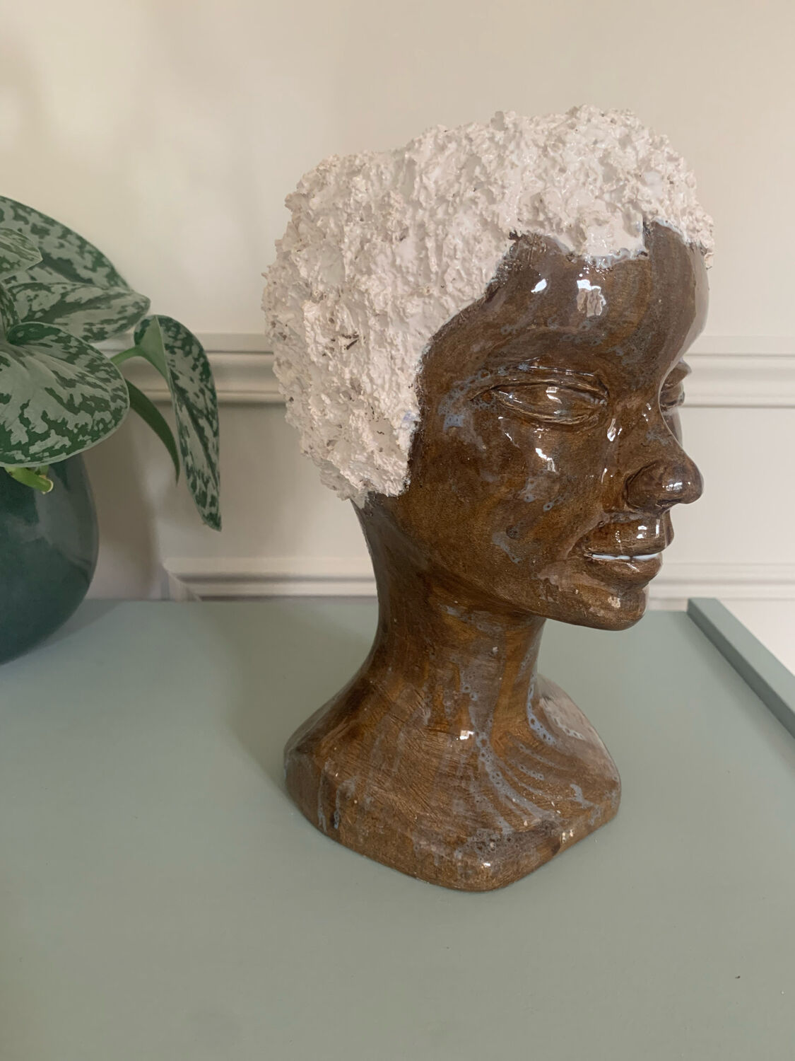 Ceramic face vase