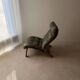 Scandinavian armchair Rybo Rykken Solheim green leather teak