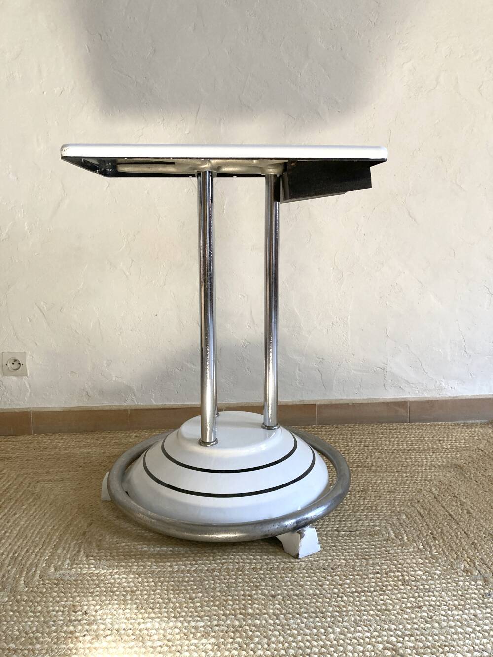 Antique cast iron and enamelled metal table, circa 1950