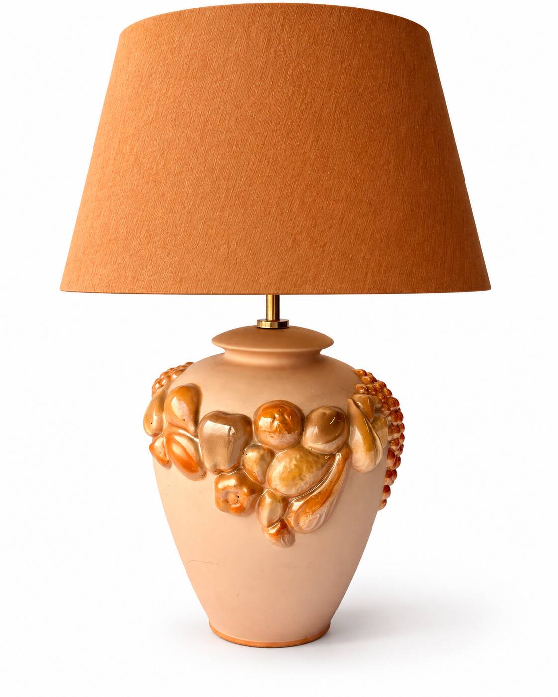 Ceramic Table Lamp with Sculptural Glazed Fruit Decoration