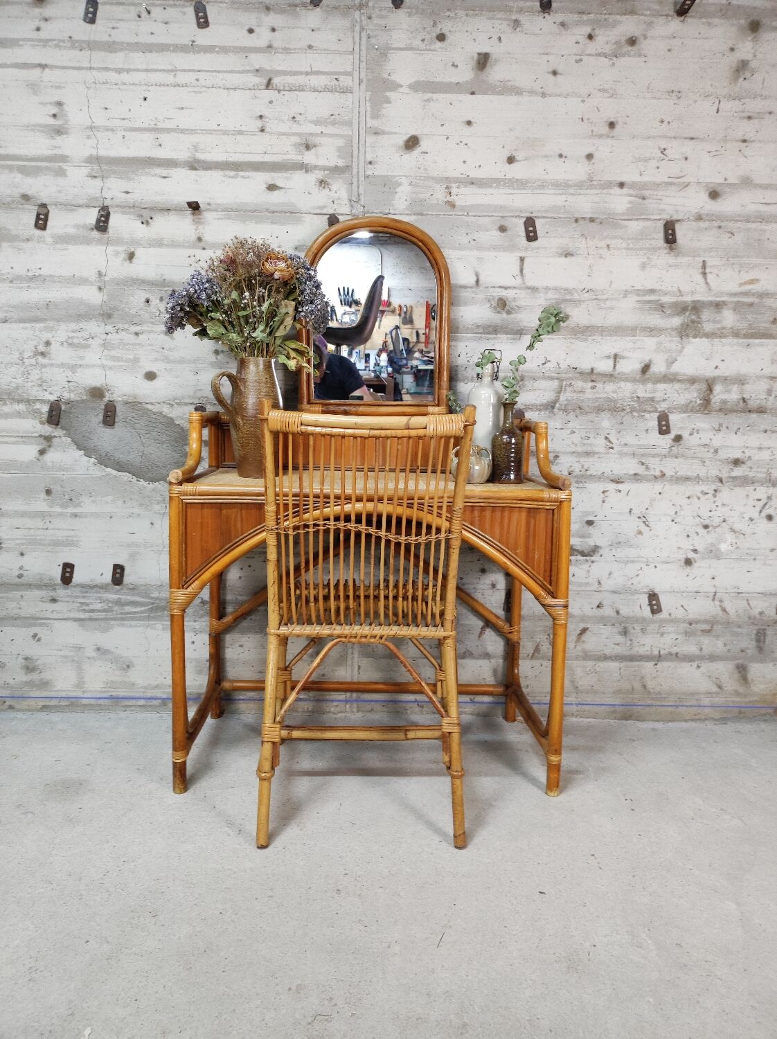 Vintage rattan dressing table | Selency