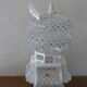 Cage has birds vintage, in wood and metal, painted in blue and white
