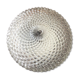 Round glass ceiling lamp diamond tips, vintage 60/70s