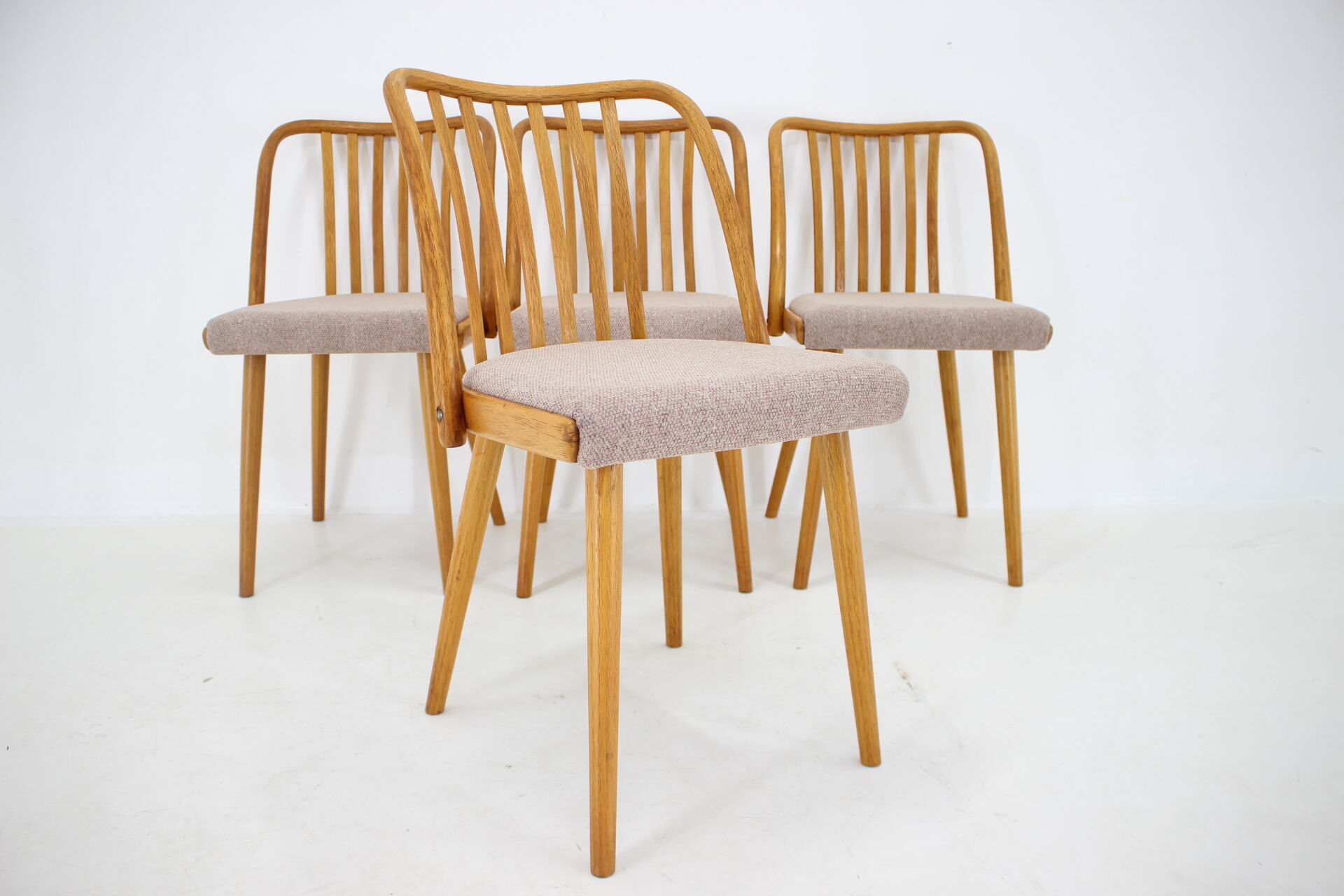 1970s Antonin Suman Set of 4 Oak Dining Chairs, Czechoslovakia