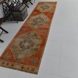 3x12 shades of brunt orange oushak runner rug