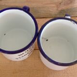 Set of 2 mugs metal enamelled 50s