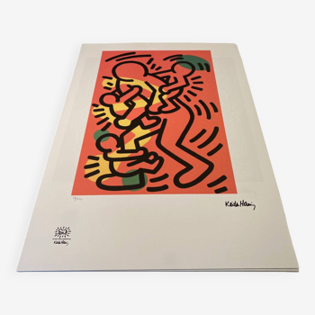 Keith Haring Sérigraphie vintage Love Family 14/150 THE KEITH HARING FOUNDATION INC. an 1990