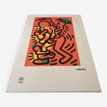 Keith Haring Vintage Screenprint Love Family 14/150 THE KEITH HARING FOUNDATION INC. year 1990