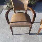 batch of 2 bridge chairs, golden beige color