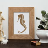 Engraving 1 bronze color dark gold seahorse