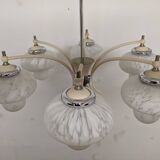 Lustre Space age à 6 feux en verre sablé, années 50-60