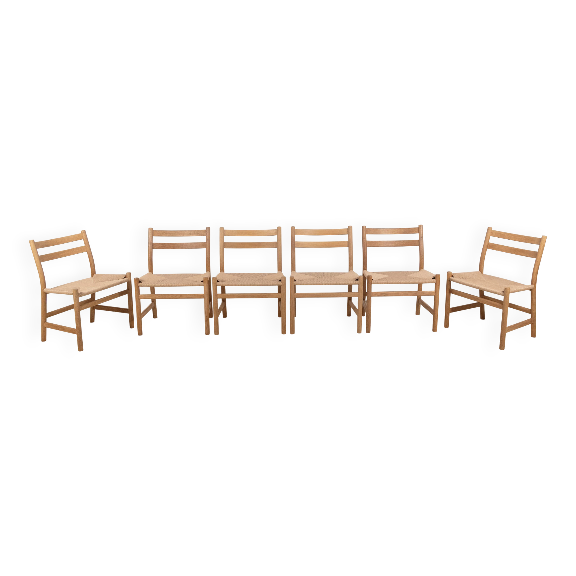 6x Hans J. Wegner CH47 in Soaped Oak, Carl Hansen & Søn 1975