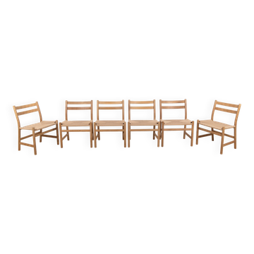 6x Hans J. Wegner CH47 in Soaped Oak, Carl Hansen & Søn 1975