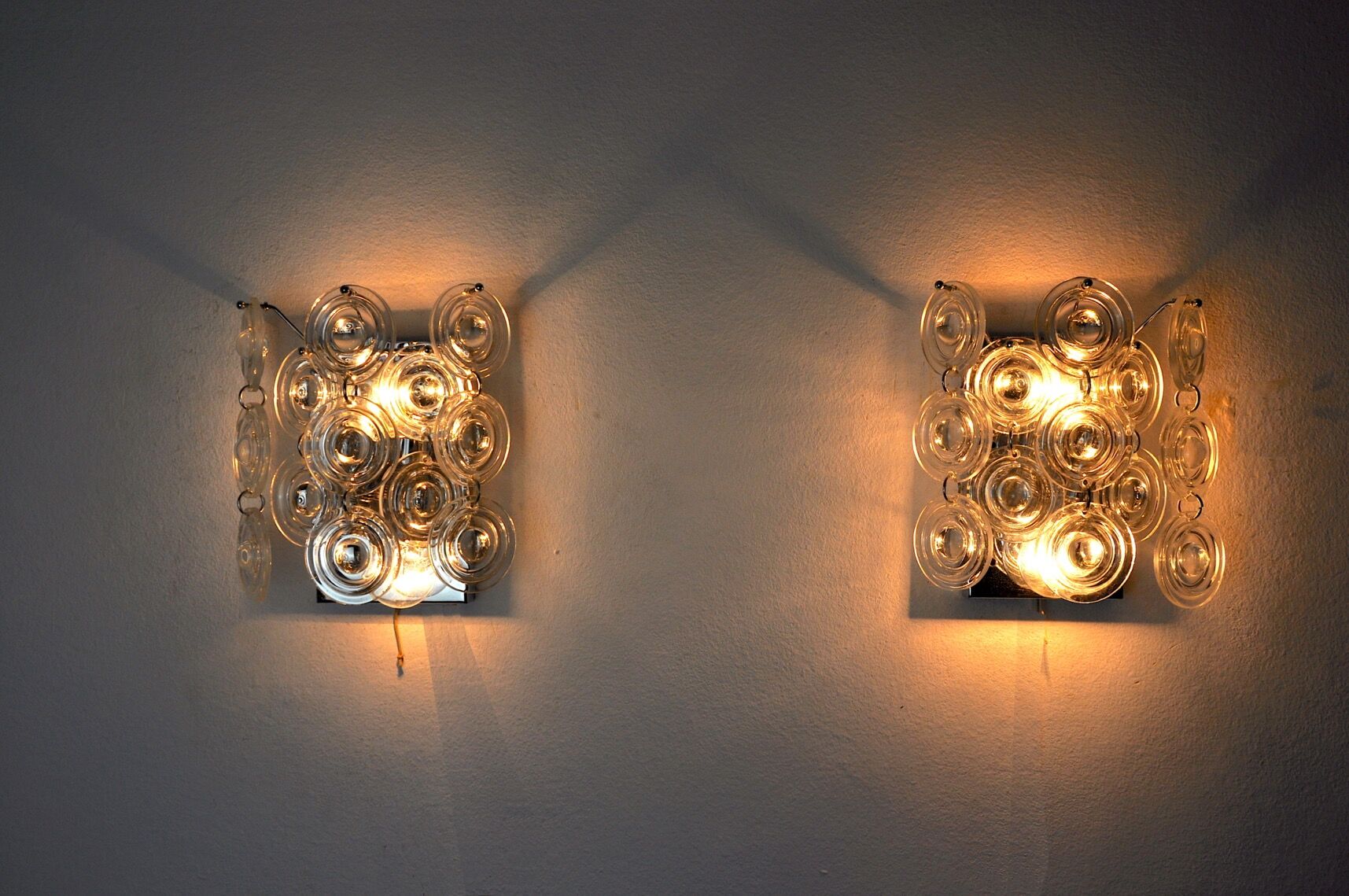 Pair of oscar torlasco wall lamps, murano glass, italy, 1970