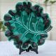 Vintage slip serving dish - Green leaf with black veneered edge