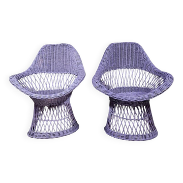 Paire de fauteuil rotin osier 1960