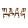 Lot de 4 chaises en chêne et cannage