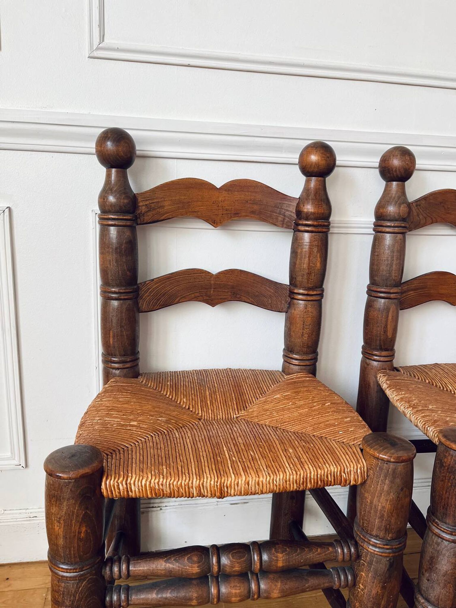 Pair of rustic chairs in the style of Charles Dudouyt.