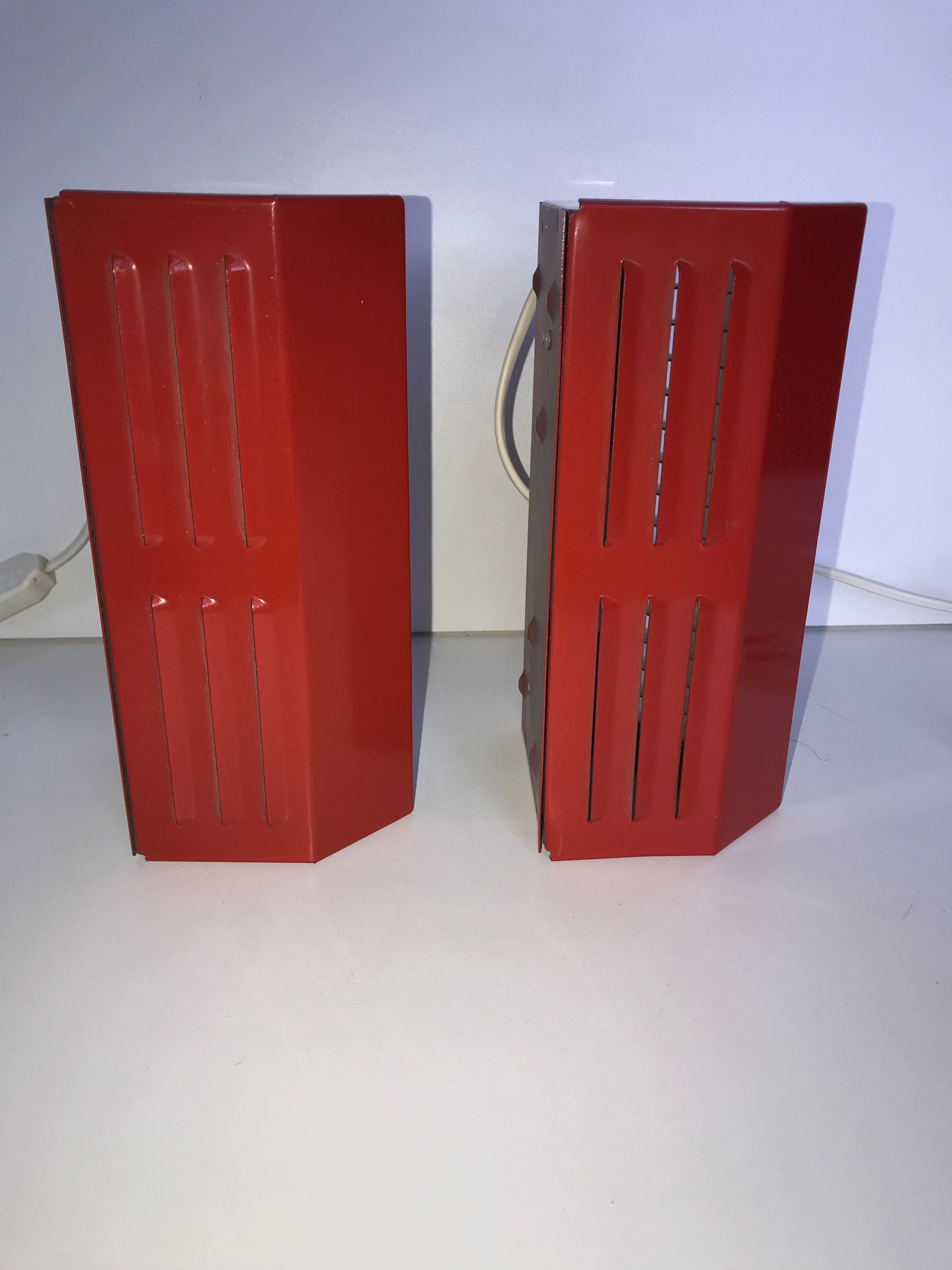 Pair of IKEA metal wall lights, type V204, red