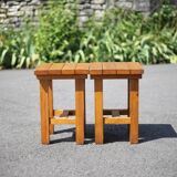 Pair of vintage stools, brutalist pine stools, side stools