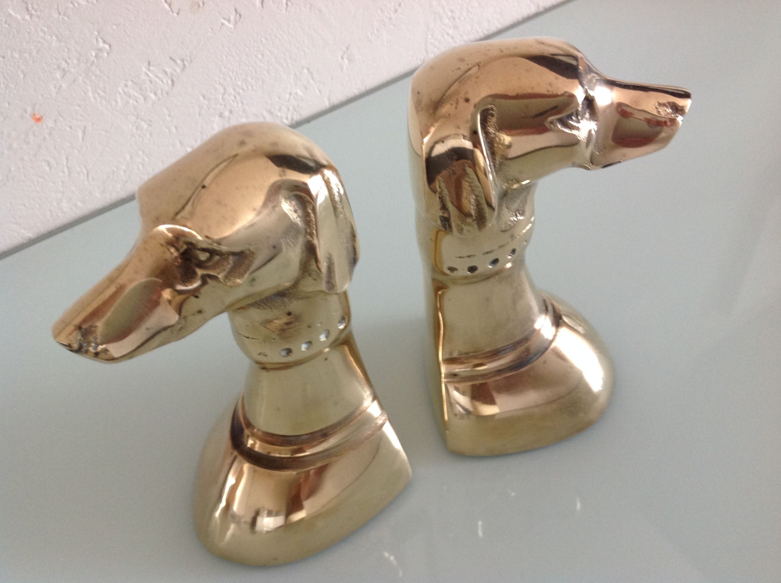 Pair of greenhouse books Greyhound brass heads 60/70