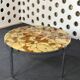 Round coffee table in onyx-like resin and chrome-plated metal, 1970s