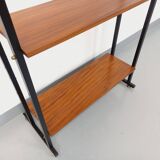 Vintage Italian modular teak and metal bookcase