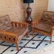 Pair of 70s pine armchairs