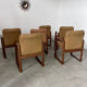 Lot 6 chairs armrests vintage 70s Scandinavian design leather and wood