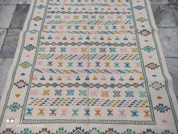 tapis Blanc Fait À La Main tapis Kilim Marocain Style Berbère En Pure Laine