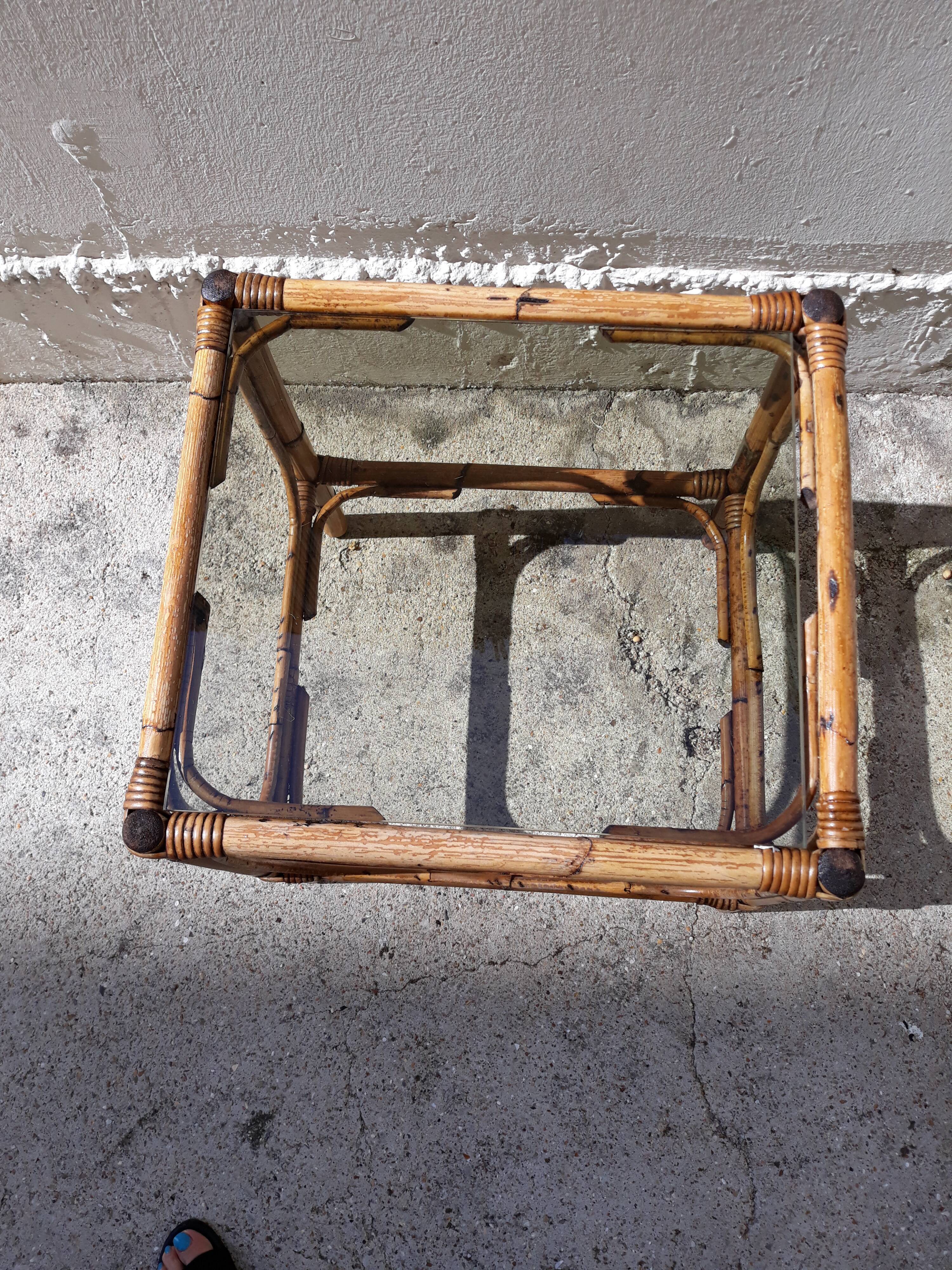 Table low rattan bamboo vintage