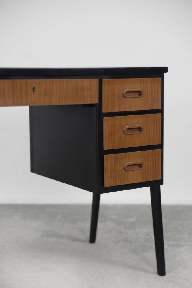 Vintage Swedish teak desk, mid-century modern, 1960s.