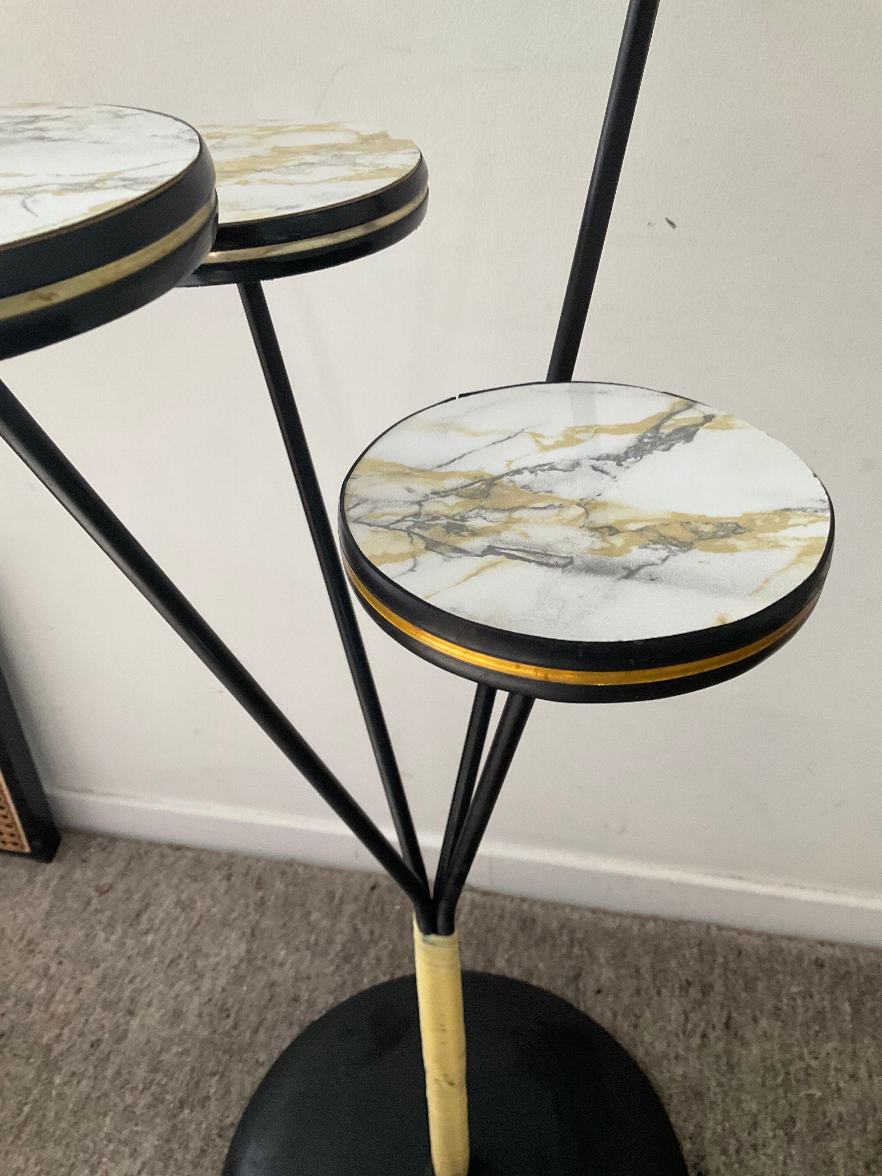 Vintage plant holder from the 60s and 70s in formica and metal