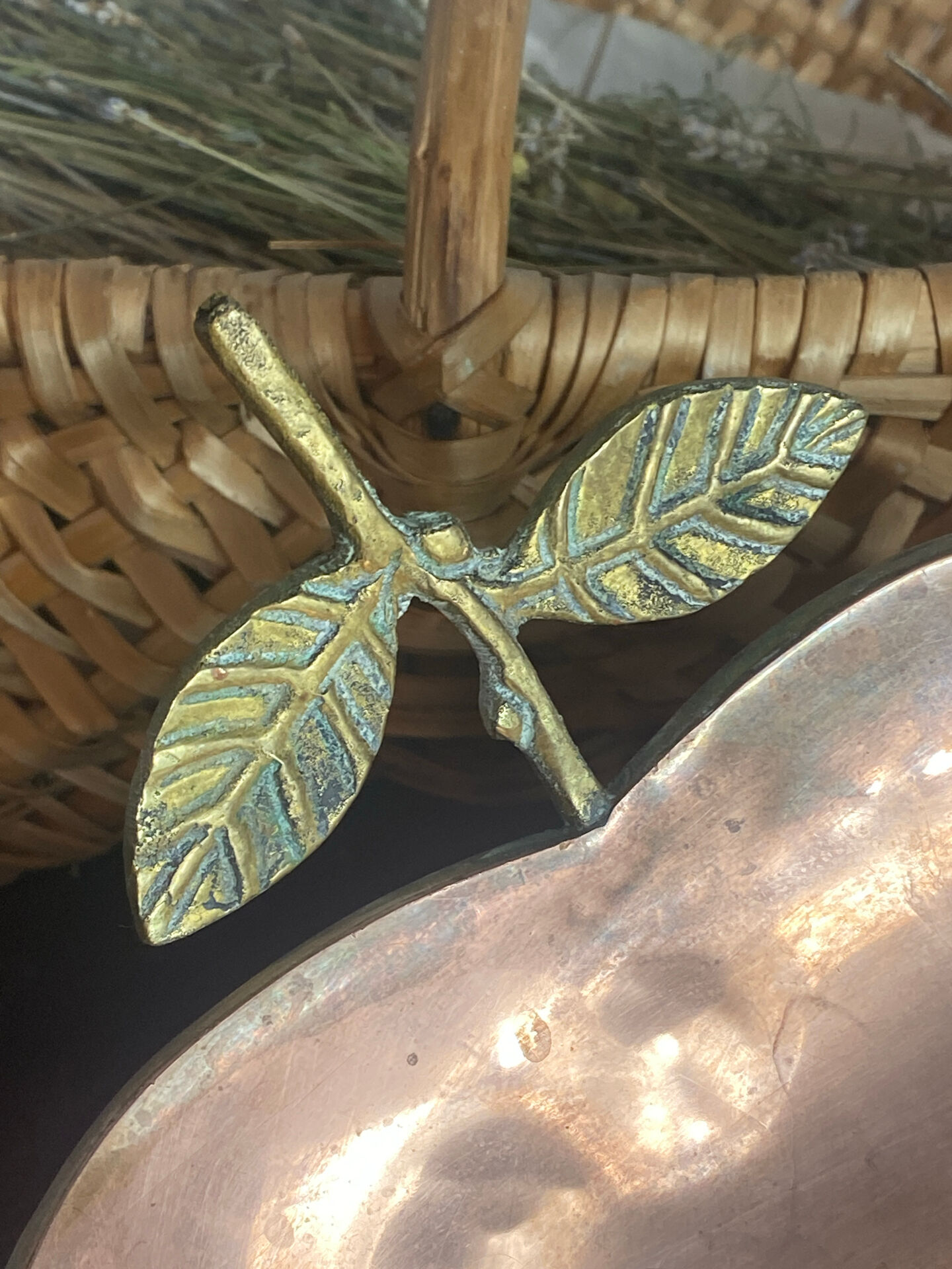 Brass and copper apple catchall