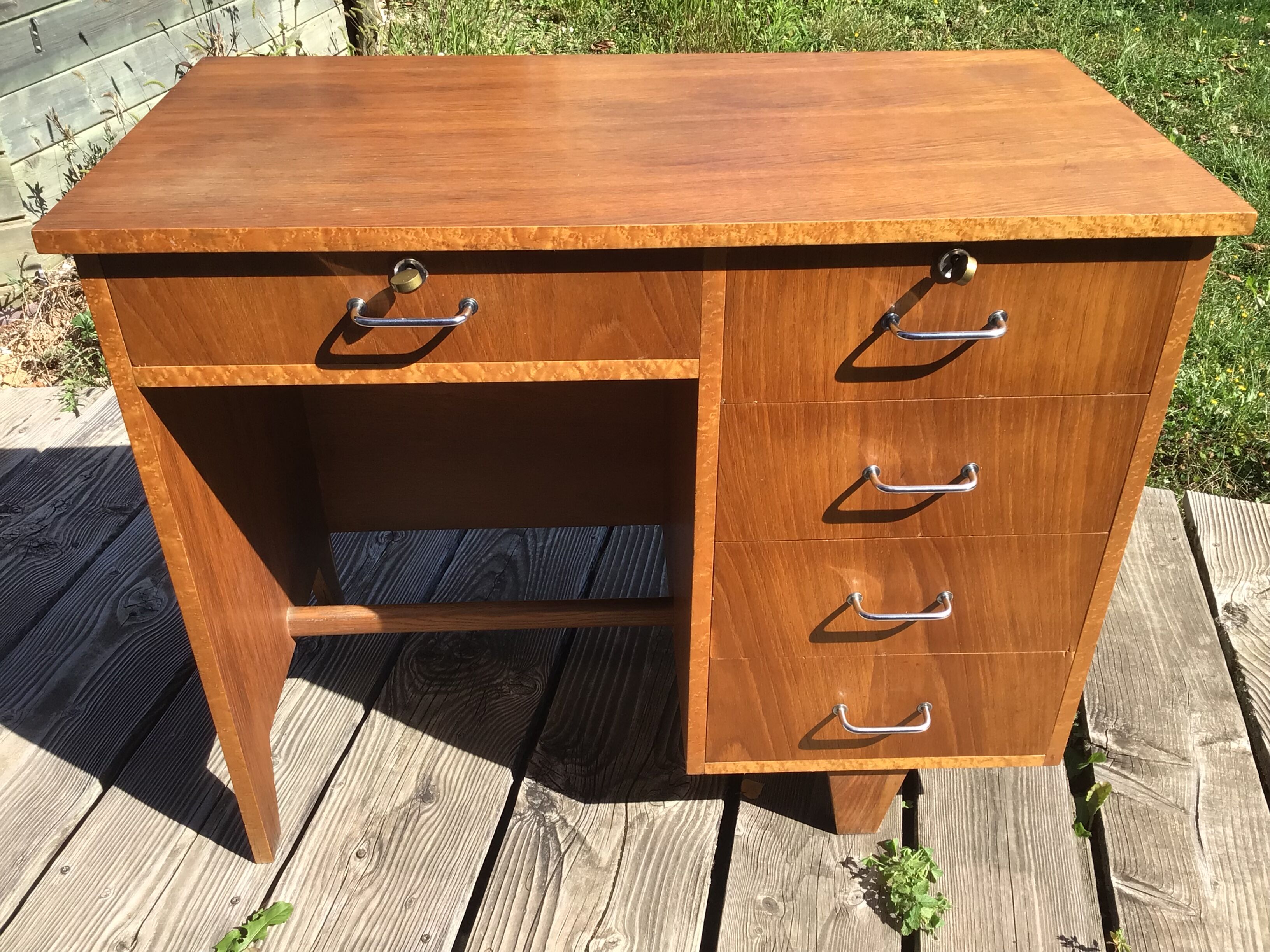 Compact desk wood veneer 50s